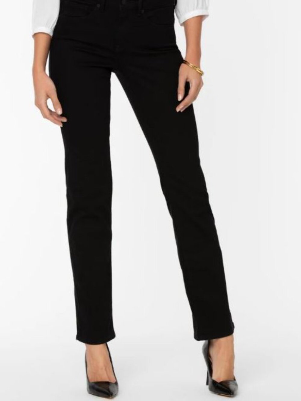 NYDJ Marilyn Straight Leg Black Jeans Size 2 1004362HC‎